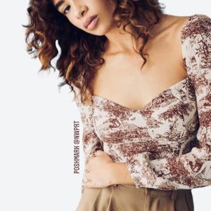 NWT ✨ REFORMATION Reign Rousseau Smocked Puff Sleeve Top Blouse - Size 2 XS